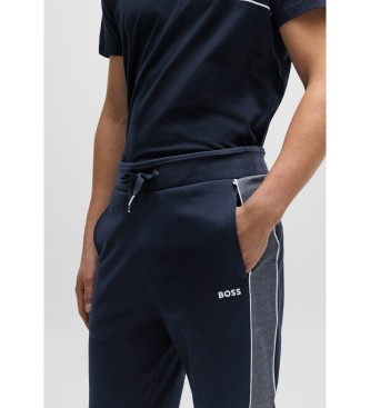 BOSS Navy Embroidered Logo Trousers