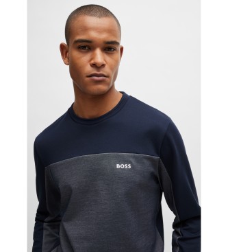 BOSS Sweatshirt med broderad logotyp marinbl