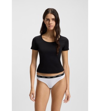 HUGO Conjunto 3 Tanga Riscas branco, preto