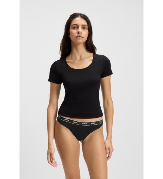 HUGO Conjunto 3 Tanga Riscas branco, preto