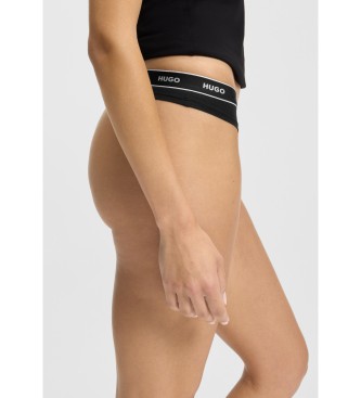 HUGO Conjunto 3 Tanga Riscas branco, preto