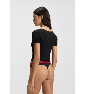 HUGO Conjunto 3 Tanga de riscas pretas