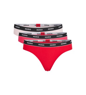HUGO Pack 3 thongs Thong Stripe 10240727 02 red, pink