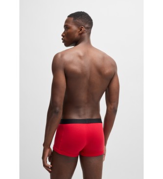 BOSS Conjunto de 2 cales boxer de algodo com logtipos metalizados preto, vermelho