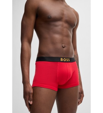 BOSS Set of 2 cotton boxer shorts with metallised logos black, red