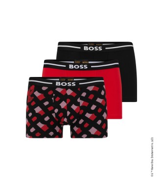 BOSS Pack 3 Boxershorts Looney Looney rood, zwart