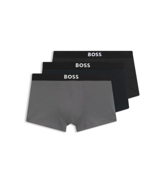 BOSS Set 3 Boxershorts med logotyper gr�, svart