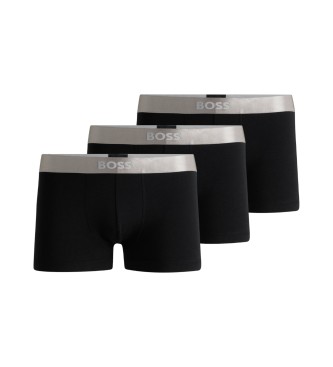 BOSS Set di 3 boxer neri metallizzati
