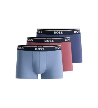 BOSS Pack 3 boxershorts Power blauw, kastanjebruin