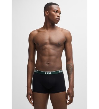 BOSS Set van 3 stretch katoenen boxershorts met logo's op de tailleband zwart