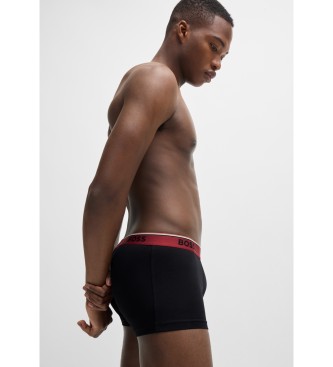 BOSS Set van 3 stretch katoenen boxershorts met logo's op de tailleband zwart