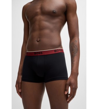 BOSS Set of 3 stretch cotton boxer shorts with logos on waistband black