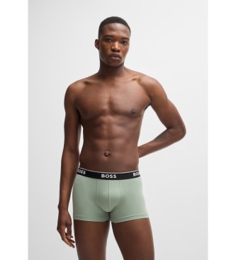 BOSS 3er-Set Boxershorts aus Stretch-Baumwolle mit grnem, rotem und marineblauem Logo am Bund