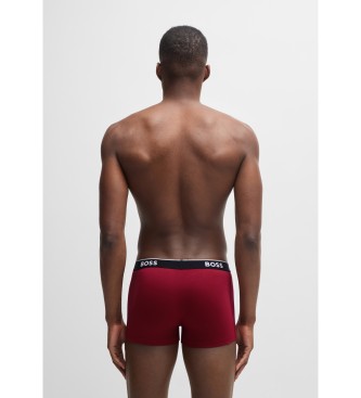 BOSS Set van 3 stretch katoenen boxershorts met logo's op de tailleband groen, rood, navy