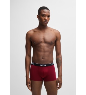 BOSS Set van 3 stretch katoenen boxershorts met logo's op de tailleband groen, rood, navy