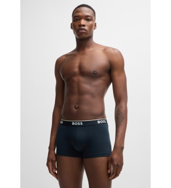 BOSS Set van 3 stretch katoenen boxershorts met logo's op de tailleband groen, rood, navy