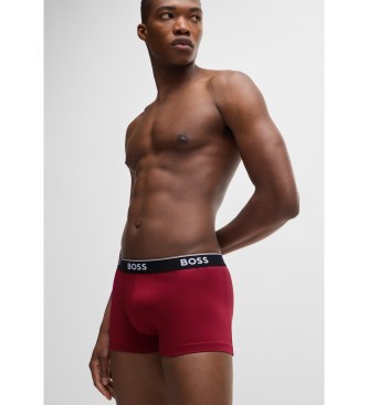 BOSS Set van 3 stretch katoenen boxershorts met logo's op de tailleband groen, rood, navy