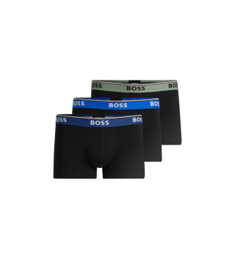 BOSS Set of 3 stretch cotton boxer shorts with logos on waistband black