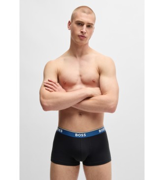 BOSS Lot de 3 boxers en coton stretch avec logos sur la ceinture noir