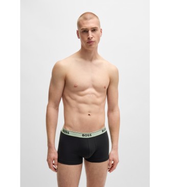 BOSS St med 3 boxershorts i stretchbomuld med logoer i linningen, sort