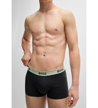 BOSS Set of 3 stretch cotton boxer shorts with logos on waistband black