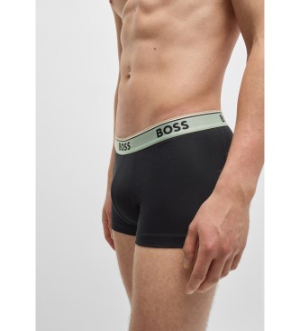 BOSS Set of 3 stretch cotton boxer shorts with logos on waistband black