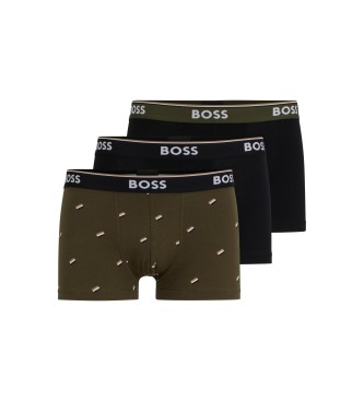 BOSS Pack 3 Bxers Power Desig verde, negro