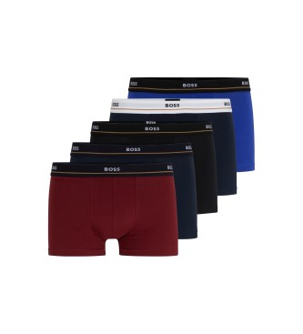 BOSS Pack 5 Boxershorts Solid rot, blau, schwarz
