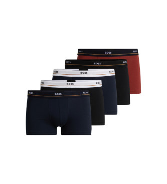 BOSS 5-pack boxershorts Essential marinbl, svart, rdbrun