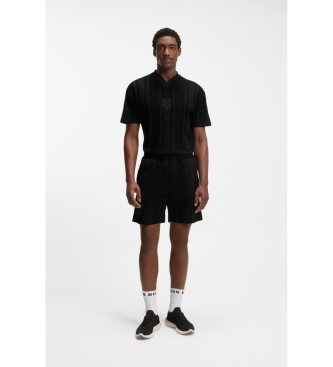 BOSS t-shirt nera a righe testurizzate