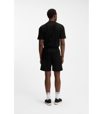 BOSS t-shirt nera a righe testurizzate