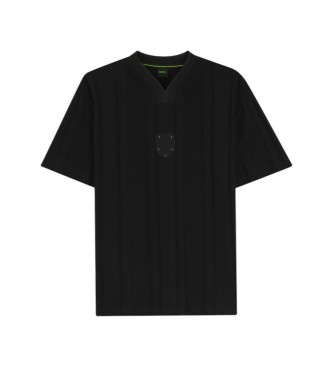 BOSS t-shirt nera a righe testurizzate