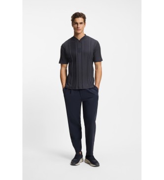 BOSS T-shirt a righe testurizzate blu navy