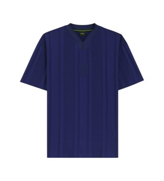 BOSS T-shirt a righe testurizzate blu navy