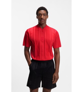 BOSS t-shirt a righe rosse testurizzate