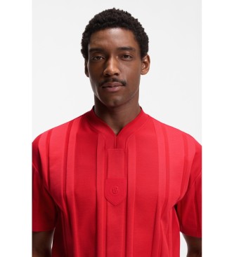 BOSS t-shirt a righe rosse testurizzate
