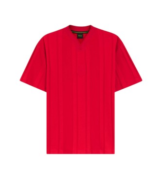 BOSS t-shirt a righe rosse testurizzate