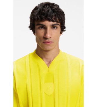 BOSS t-shirt gialla a righe testurizzate