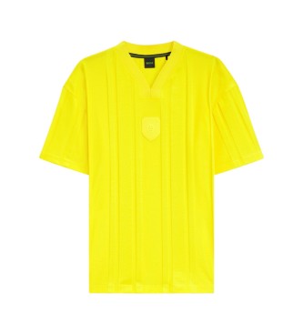 BOSS t-shirt gialla a righe testurizzate