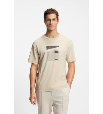 BOSS Pima illustration tennis beige t-shirt