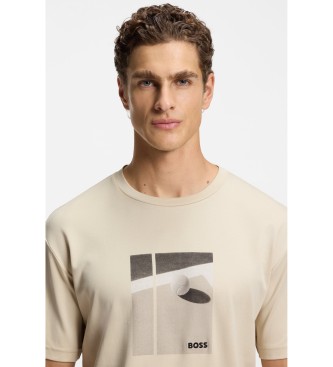 BOSS Pima illustration tennis beige t-shirt