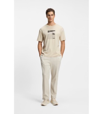 BOSS Pima illustration tennis beige t-shirt