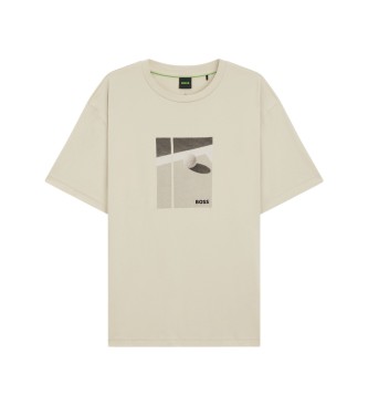 BOSS Pima illustration tennis beige t-shirt