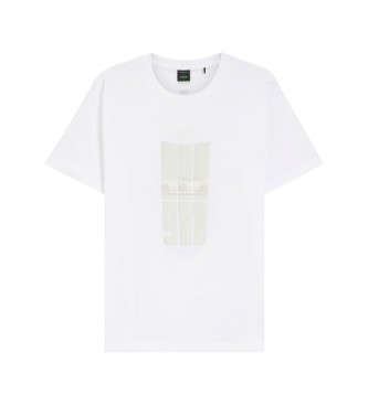 BOSS Reflekterende T-shirt i merceriseret bomuld, hvid