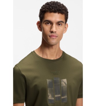 BOSS Merceriseret T-shirt Reflekterende grafik gr�n