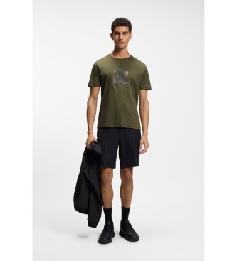 BOSS Merceriseret T-shirt Reflekterende grafik gr�n