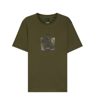 BOSS Merceriseret T-shirt Reflekterende grafik gr�n