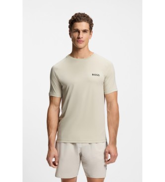 BOSS Active slim fit beige T-shirt