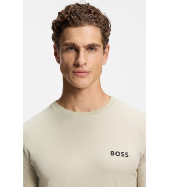 BOSS Active slim fit beige T-shirt