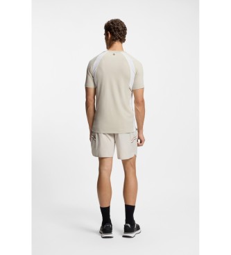 BOSS Active slim fit beige T-shirt